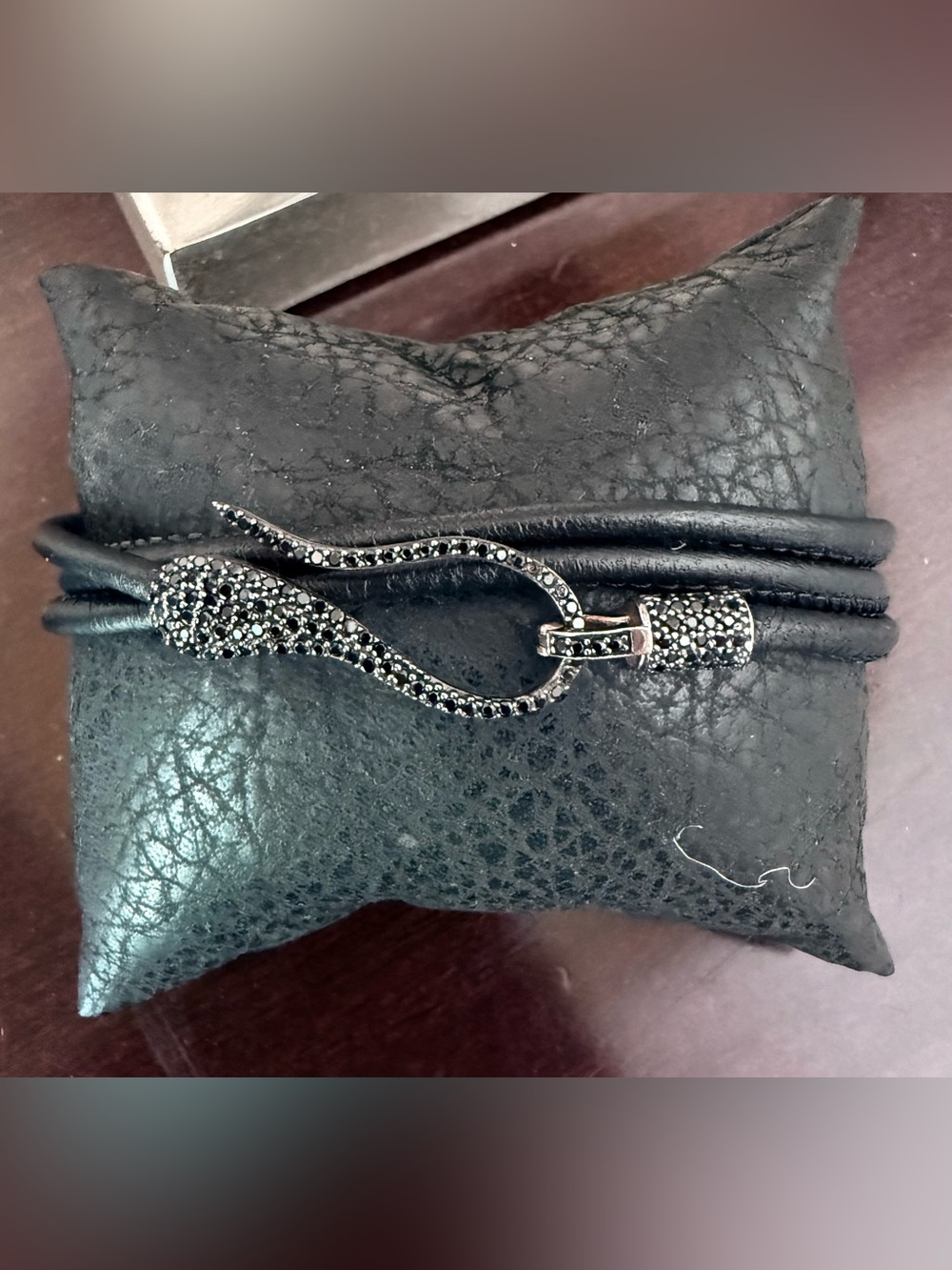 Spinel Serpent Leather Wrap Bracelet - Picture 2 of 6